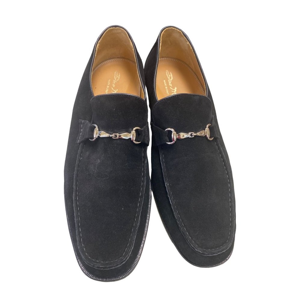 Men’s black leather suede shoes loafers dress shoes made in Italy size 14 M sku8
